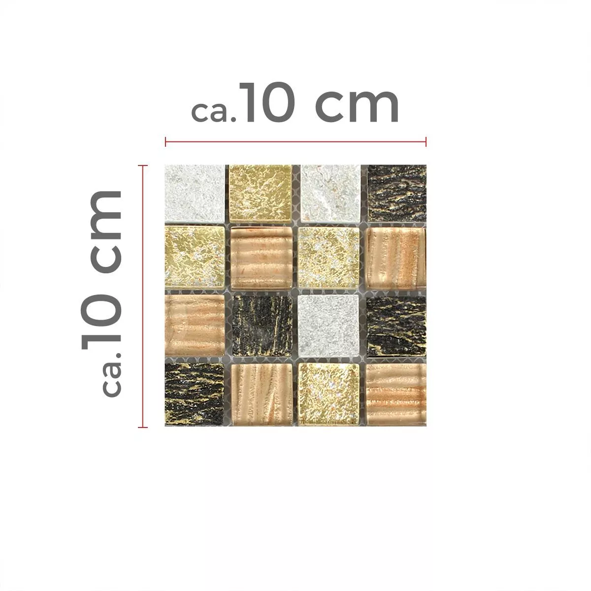 Muster von Mosaikfliesen Glas Stein Mix Canova Gold Braun