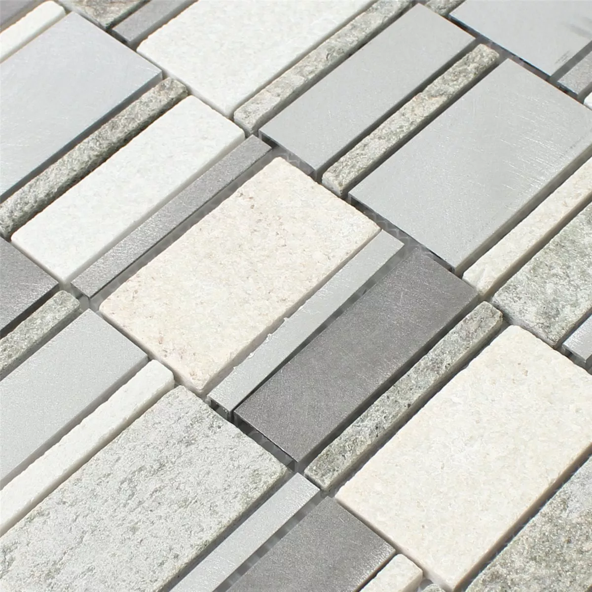 Mosaico Quarzite Alluminio Argento Mix