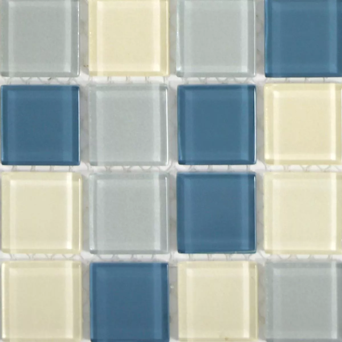 Échantillon Mosaïque En Verre Carrelage Bommel Argent Blanc Bleu