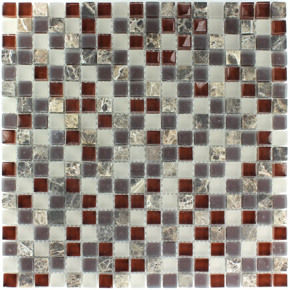 Mosaikfliesen Glas Marmor 15x15x8mm Braun