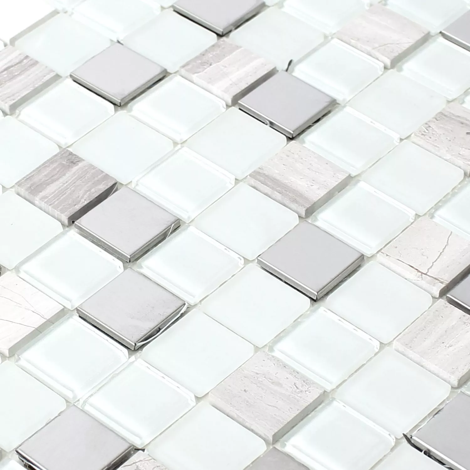 Muster von Selbstklebende Metall Stein Mosaikfliesen Glas Weiss