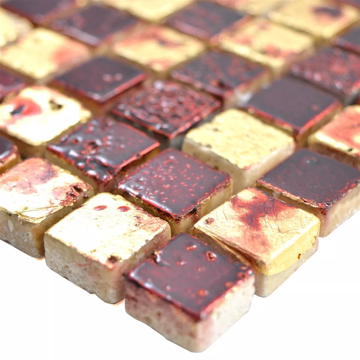 Naturstein Resin Mosaikfliesen Lucky Gold Rot Naturstein Resin Mosaikfliesen Lucky Gold Rot