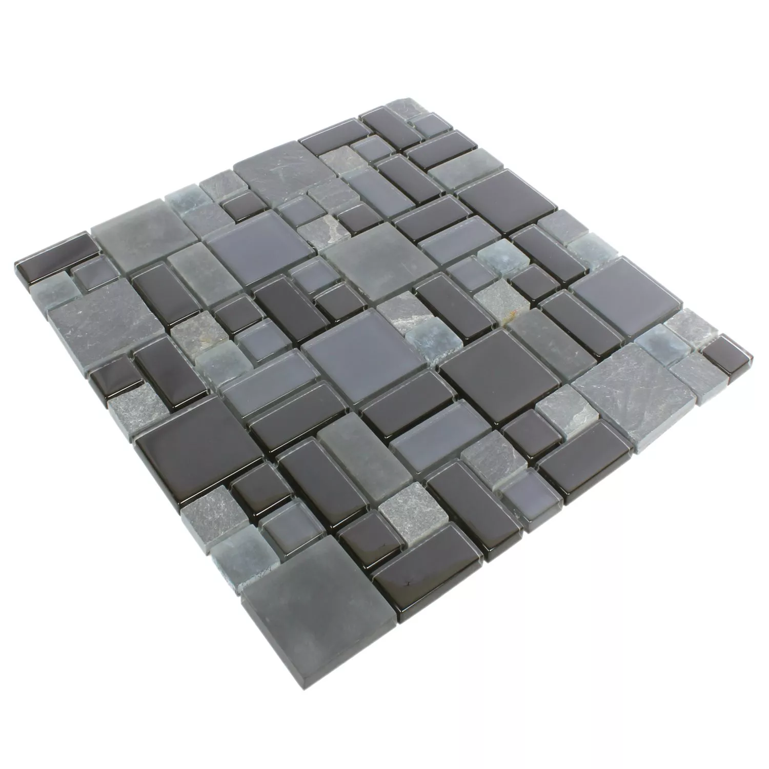 Campione Mosaico Apollo Pietra Naturale Vetromix Nero