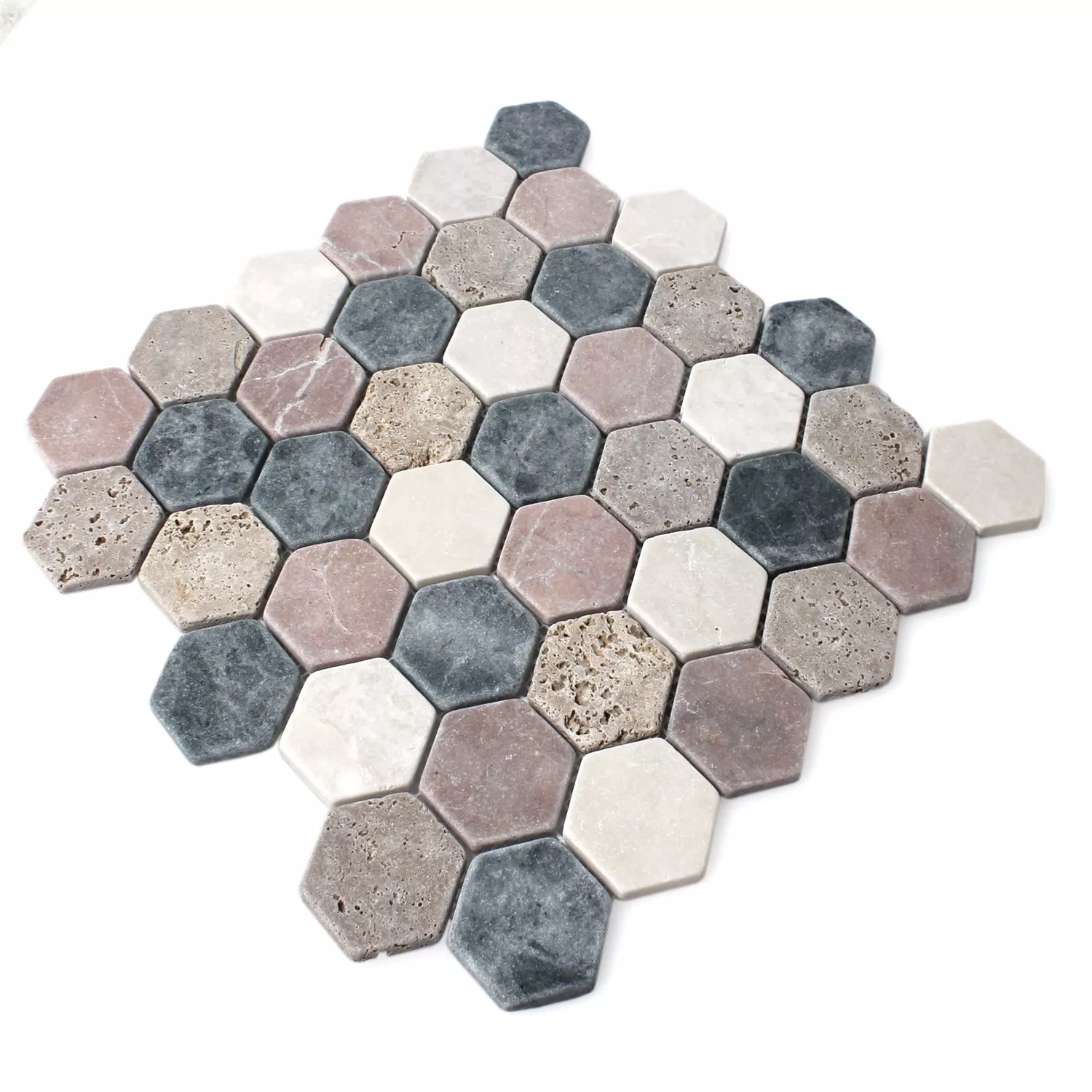 Muster von Mosaikfliesen Marmor Tarsus Hexagon Bunt