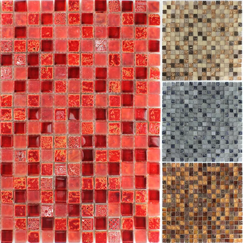 Muster von Mosaikfliesen Escimo Glas Naturstein Mix