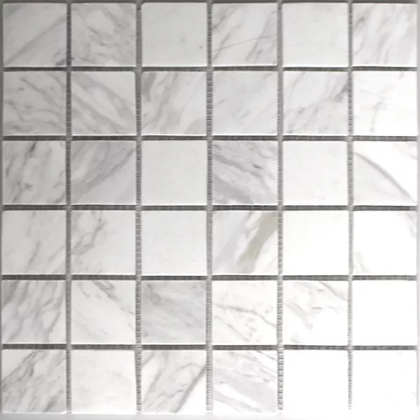 Mosaikfliesen Marmor 48x48x8mm Weiss Poliert