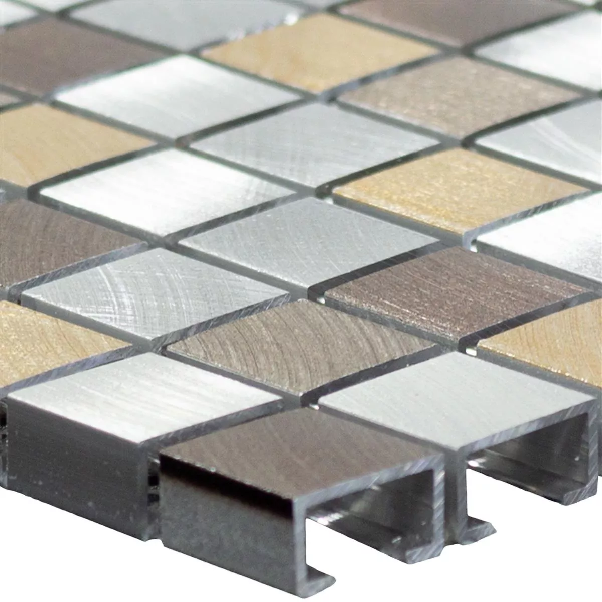 Aluminium Metall Mosaik Fliesen Techvisto Braun Silber