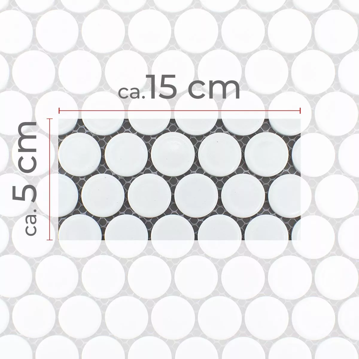 Muster von Keramik Knopf Mosaik Fliesen LaRosita Weiß Glänzend