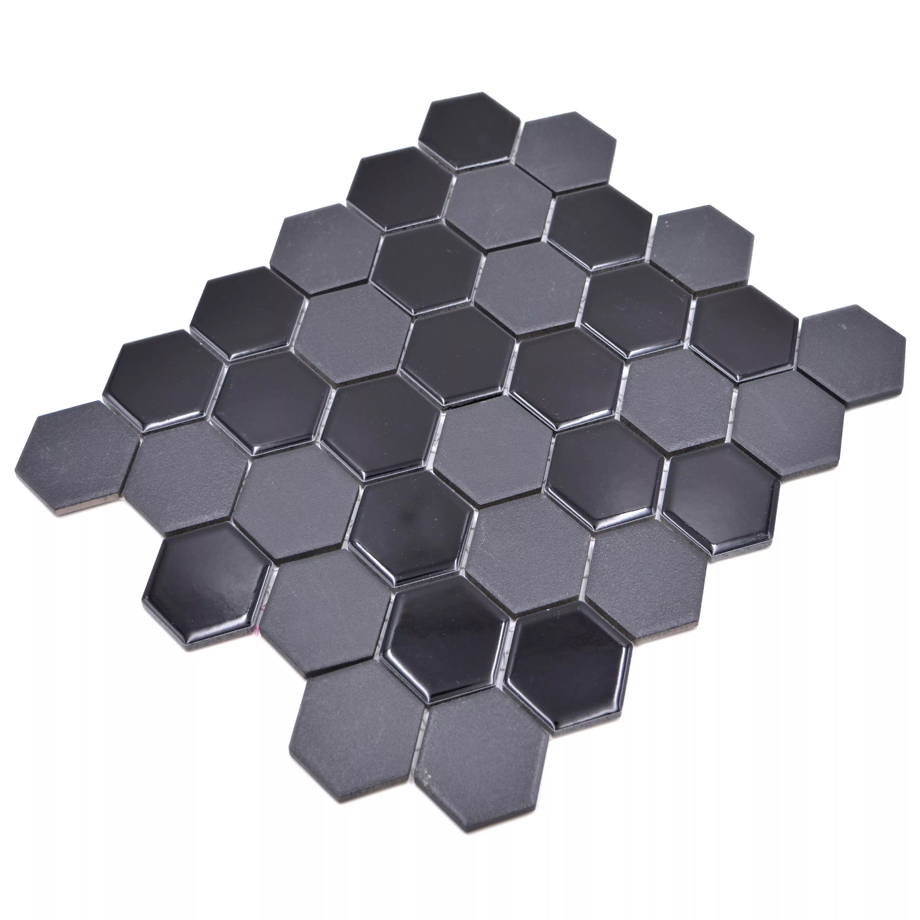 Muster von Keramikmosaik Tripolis Schwarz R10B Hexagon 51