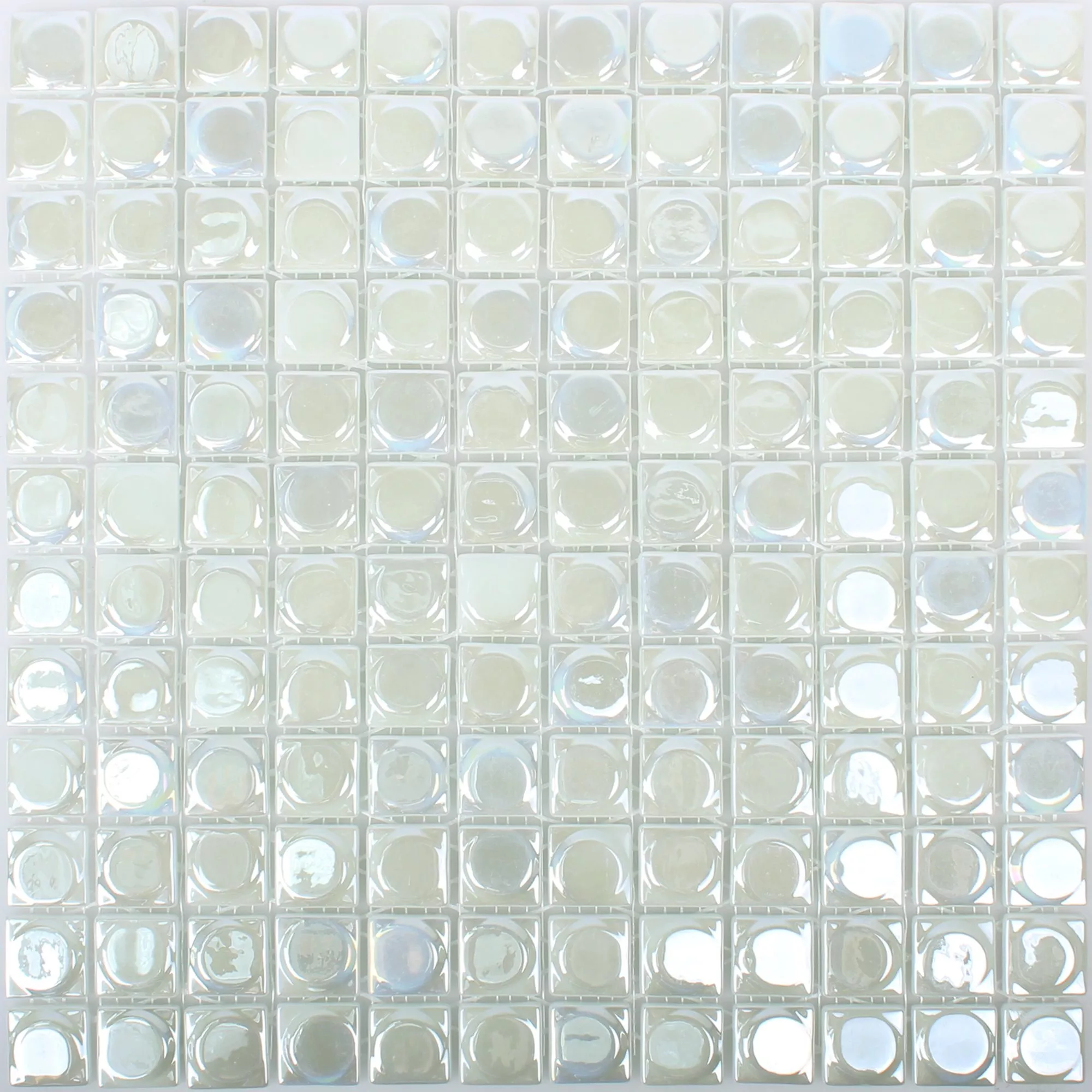 Glasmosaik Fliesen Accra Weiß 3D Rund