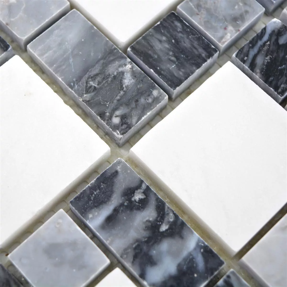 Marmo Mosaico In Pietra Naturale Piastrelle Cordoba Nero Grigio Bianco