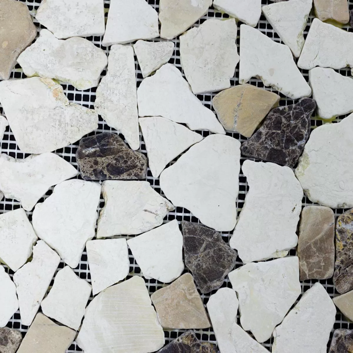 Marmo Rotte Mosaico Dolcevista Marrone Bianco