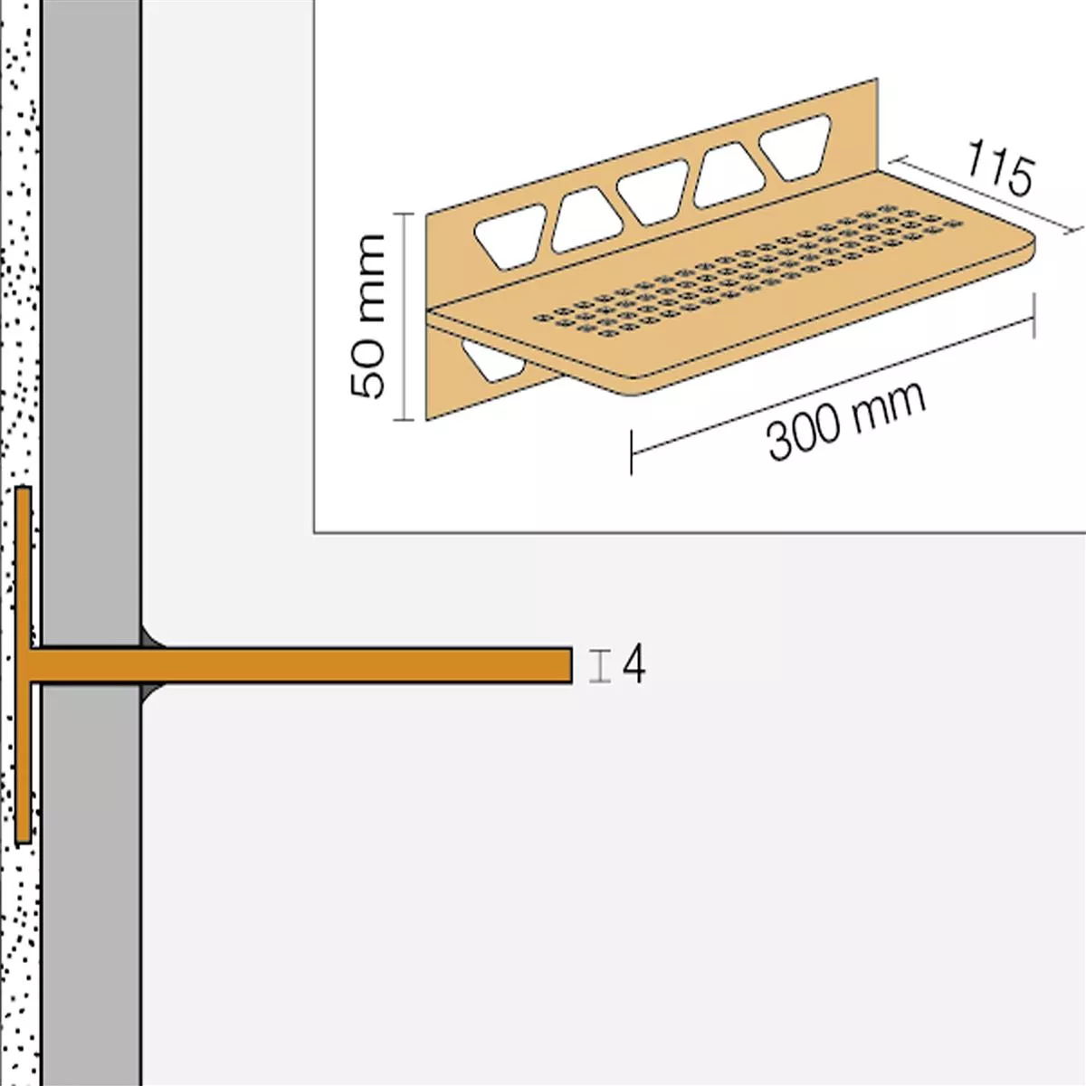 Duschablage Wandablage Schlüter Rechteck 30x11,5cm Floral Beige