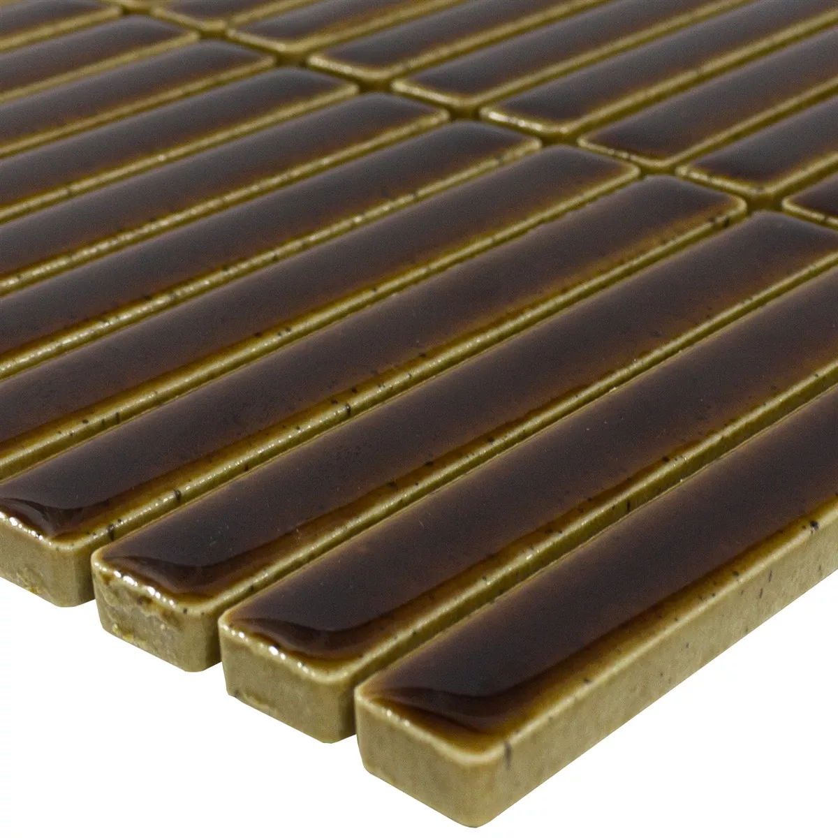 Mosaïque Carrelage Wallachia Brun Foncé Brillant 12x92x8 mm