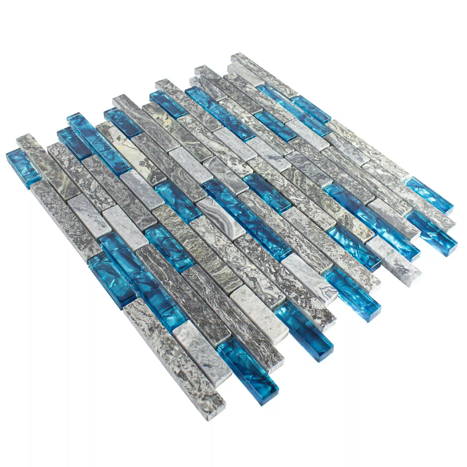 Campione Mosaico Di Vetro Pietra Naturale Piastrelle Manavgat Grigio Blu Brick