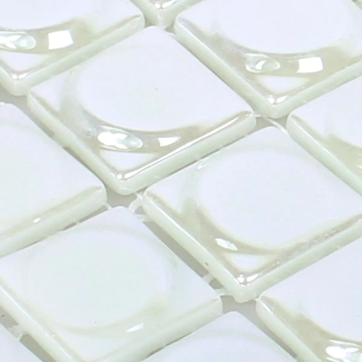 Muster von Glasmosaik Fliesen Accra Weiß 3D Rund