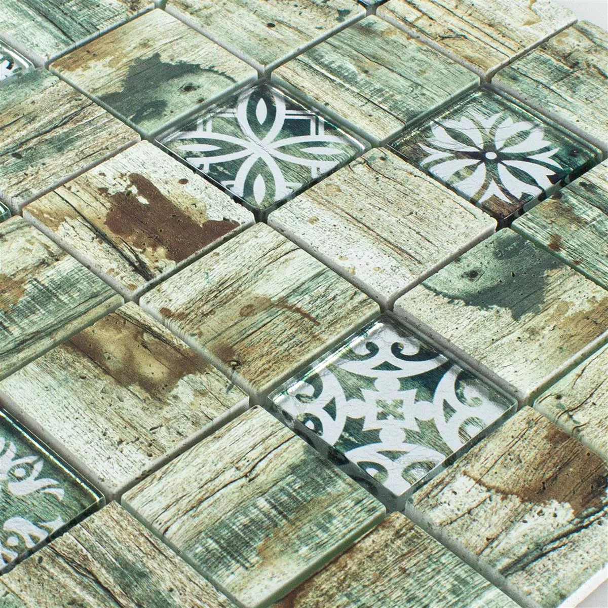 Mosaico Di Vetro Piastrelle Legno Ottica Township Beige Marrone Q48