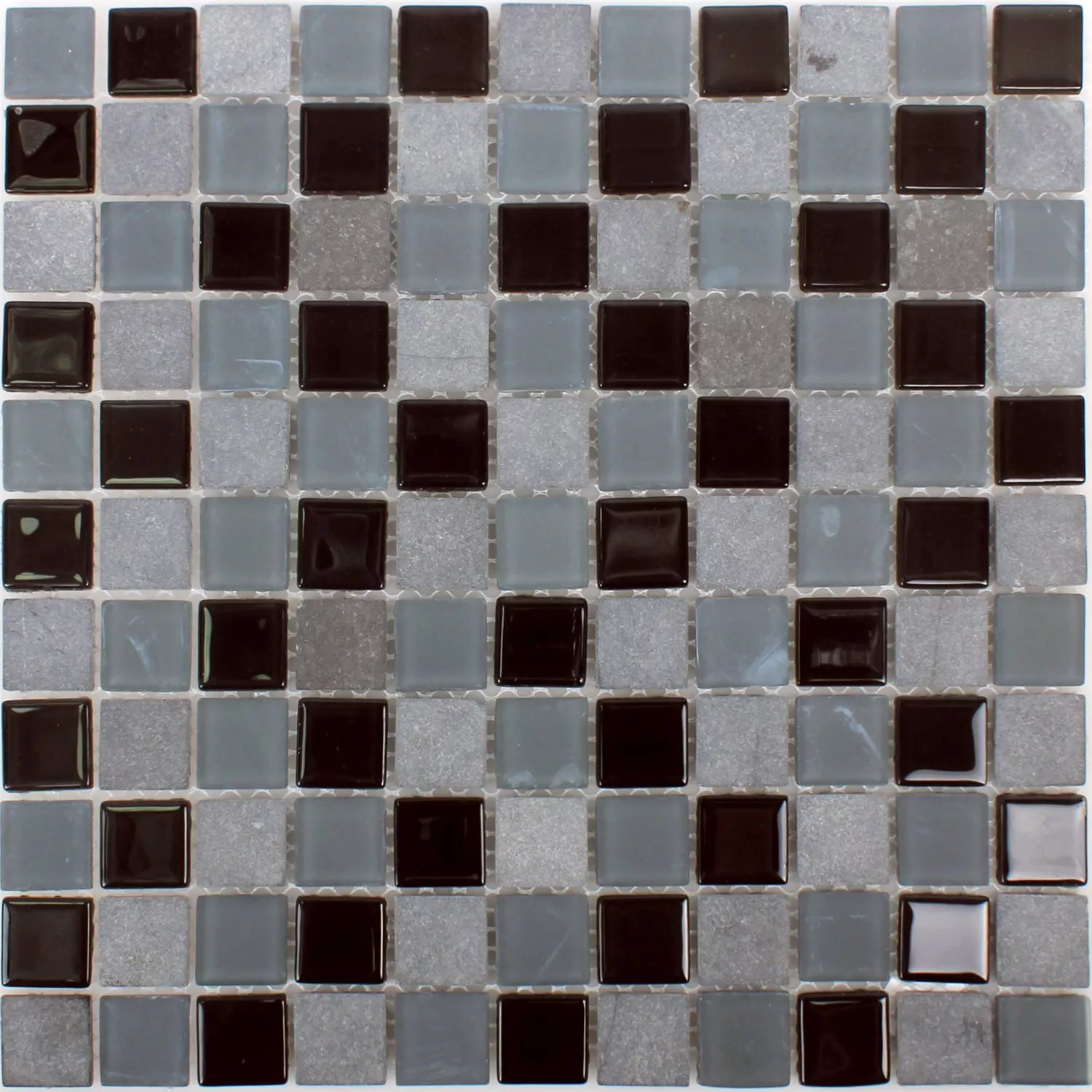 Muster von Mosaikfliesen Marmor Glas Mix Kobra Schwarz Grau 