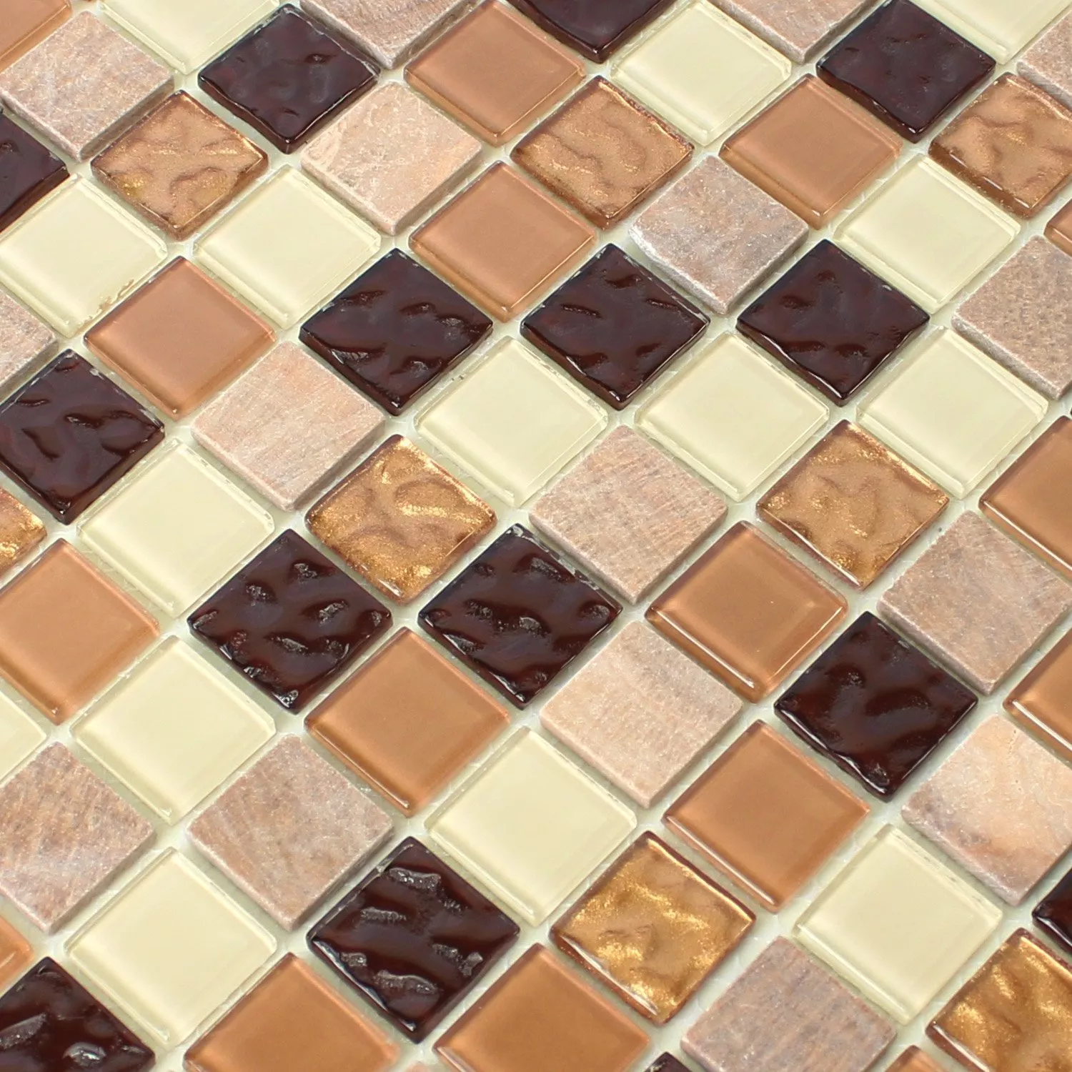 Autoadesivoe Mosaico Pietra Naturale Vetro Beige Marrone