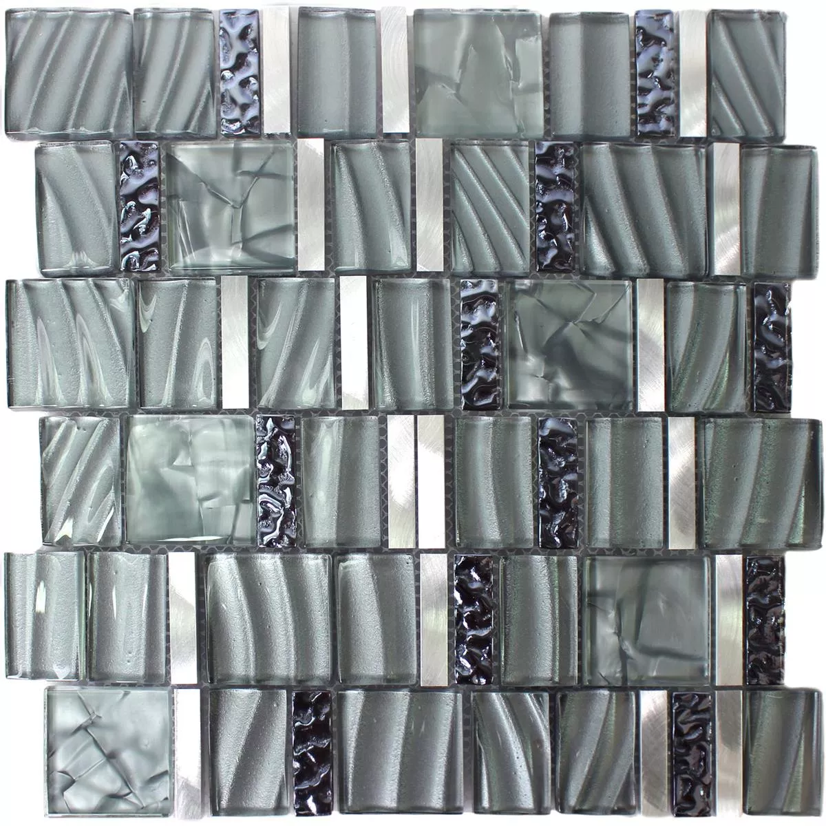 Échantillon Verre Aluminium Mosaïque Gris Argent Mix