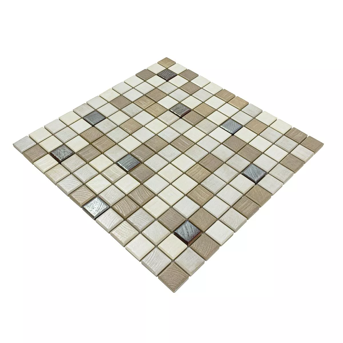 Ceramica Mosaico Piastrelle Luminara Legno Ottica Marrone Argento