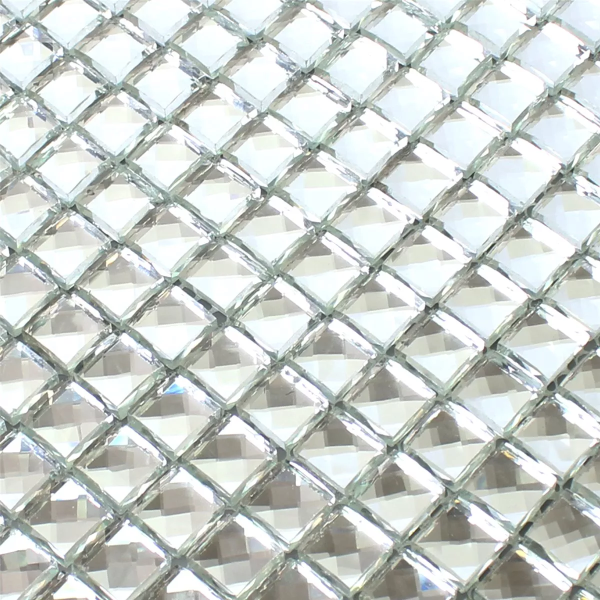 Glasmosaik Fliesen Silber Brilliant Weiss