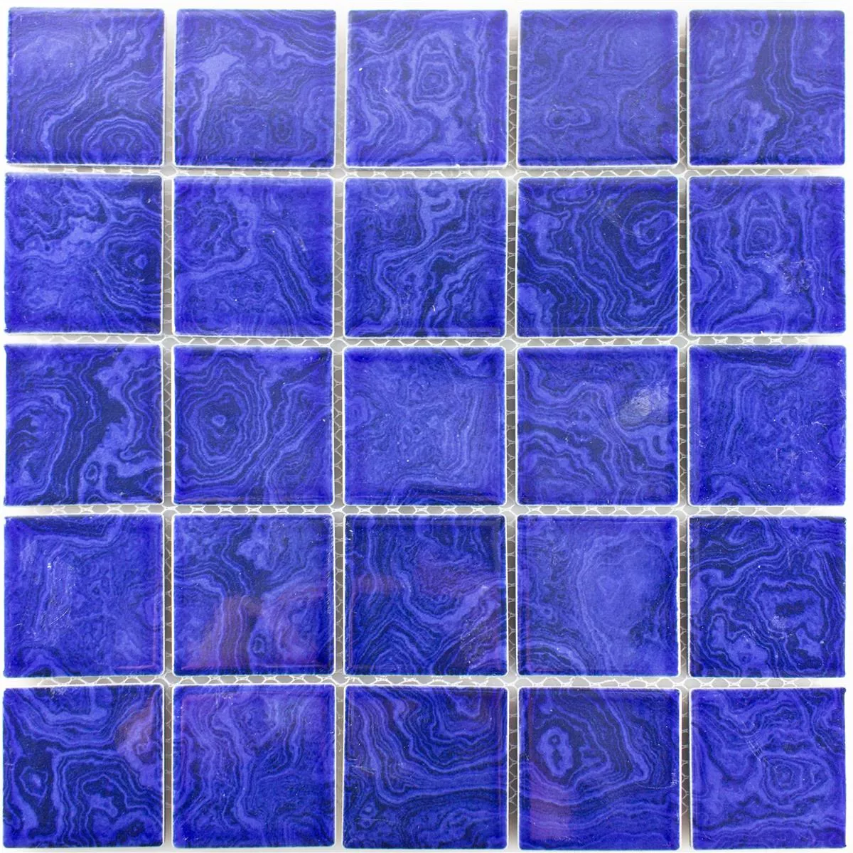 Keramik Mosaikfliesen David Marineblau Uni