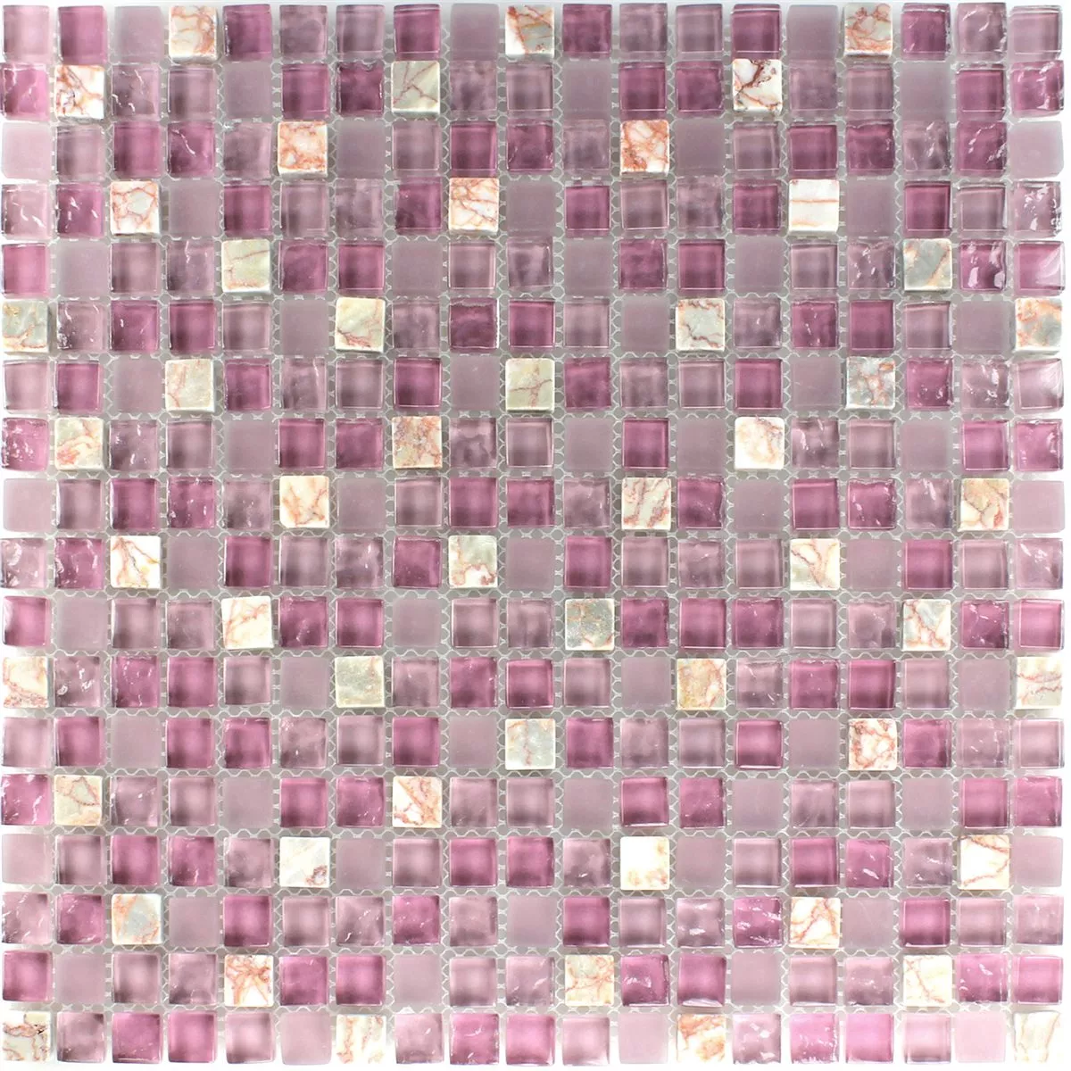 Mosaico Vetro Marmo Rosa Mix 15x15x8mm