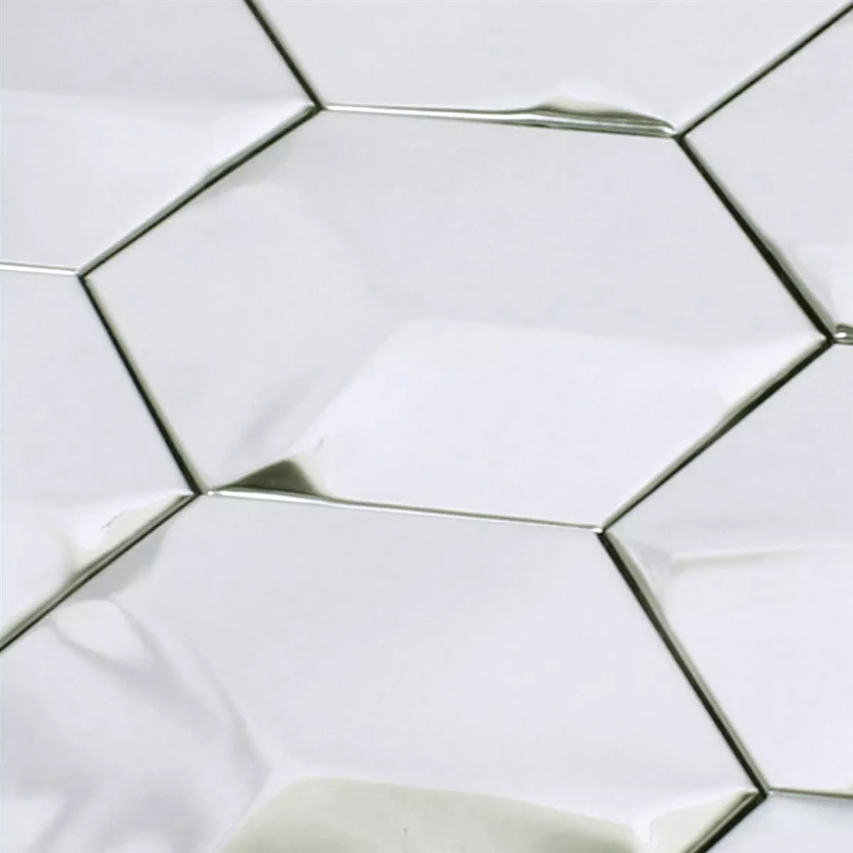 Muster von Mosaikfliesen Edelstahl Contender Hexagon Glänzend