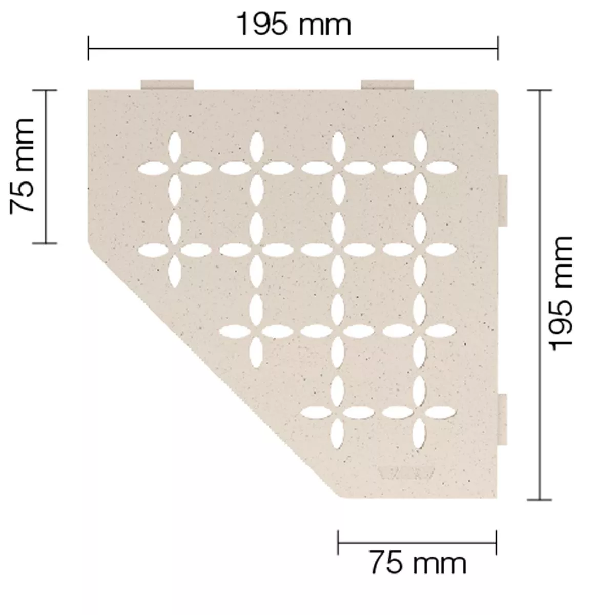 Mensola a muro Mensola per doccia Schlüter 5 angolare 19,5x19,5 cm floreale avorio