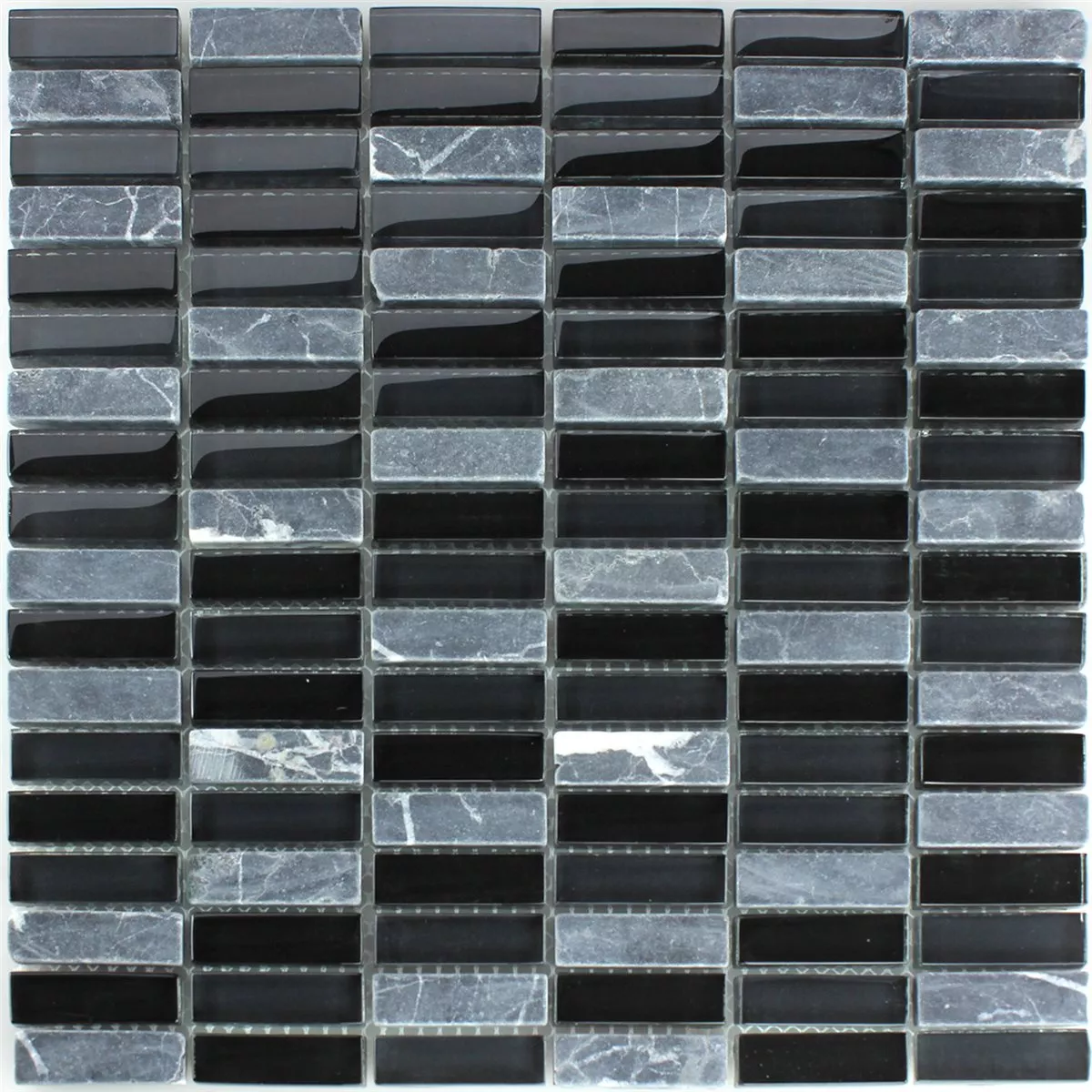 Mosaikfliesen Glas Marmor Schwarz Grau Mix