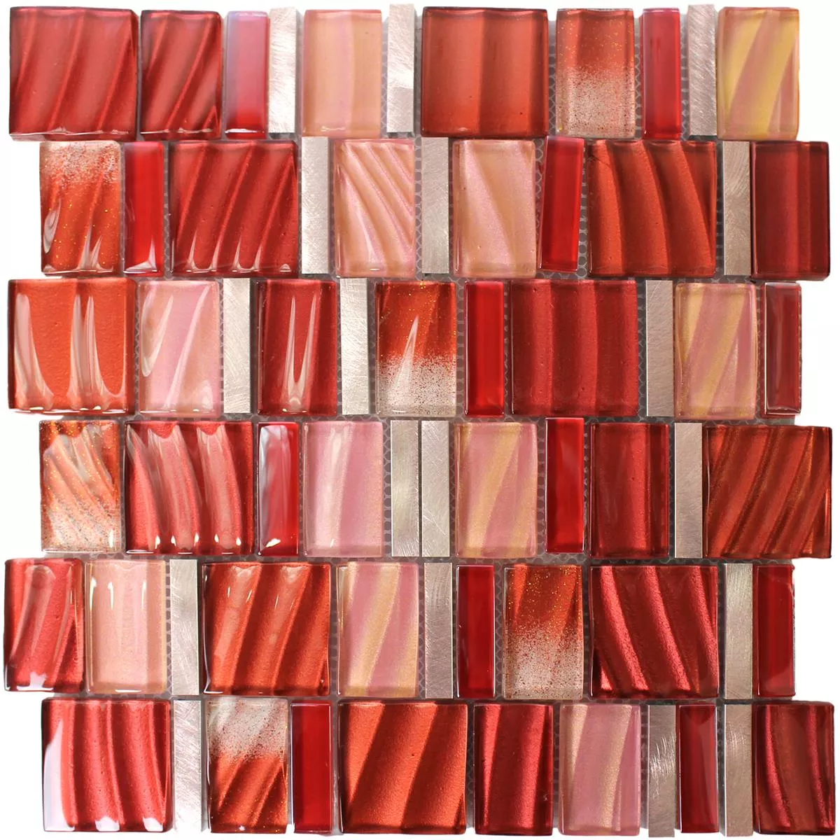 Échantillon Verre Aluminium Mosaïque Rouge Cuivre Mix