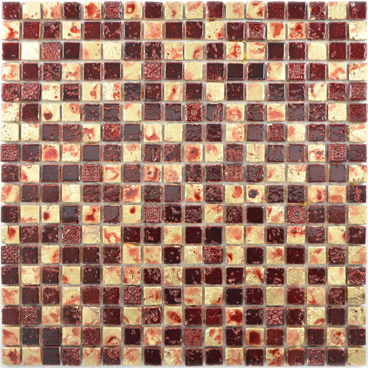 Pietra Naturale Resin Mosaico Lucky Oro Rosso