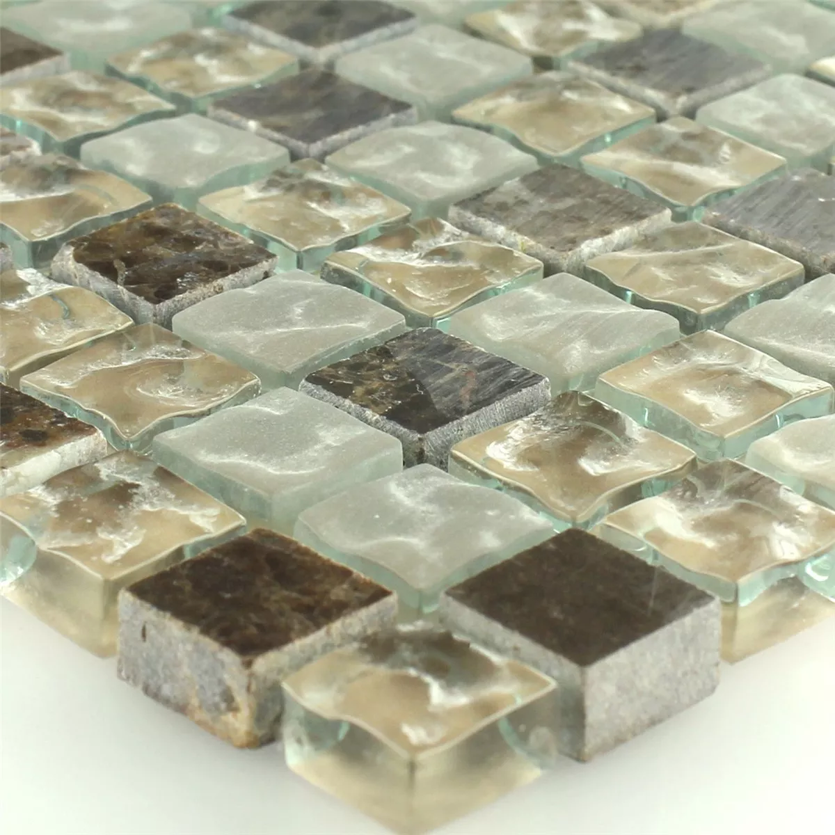 Mosaikfliesen Glas Marmor Quebeck Braun Q15