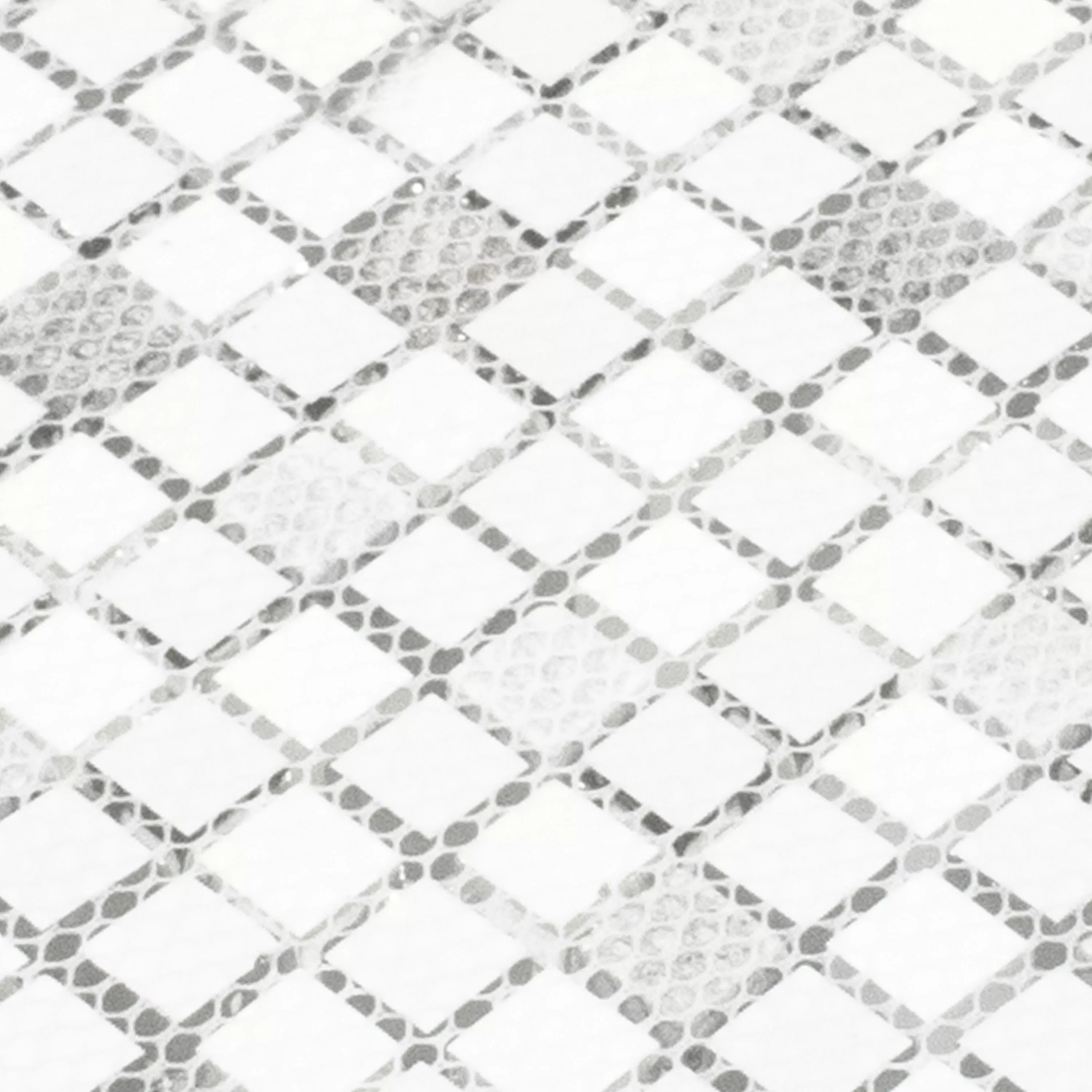 Muster von Mosaikfliesen Glas Naturstein Lincoln Grau Silber