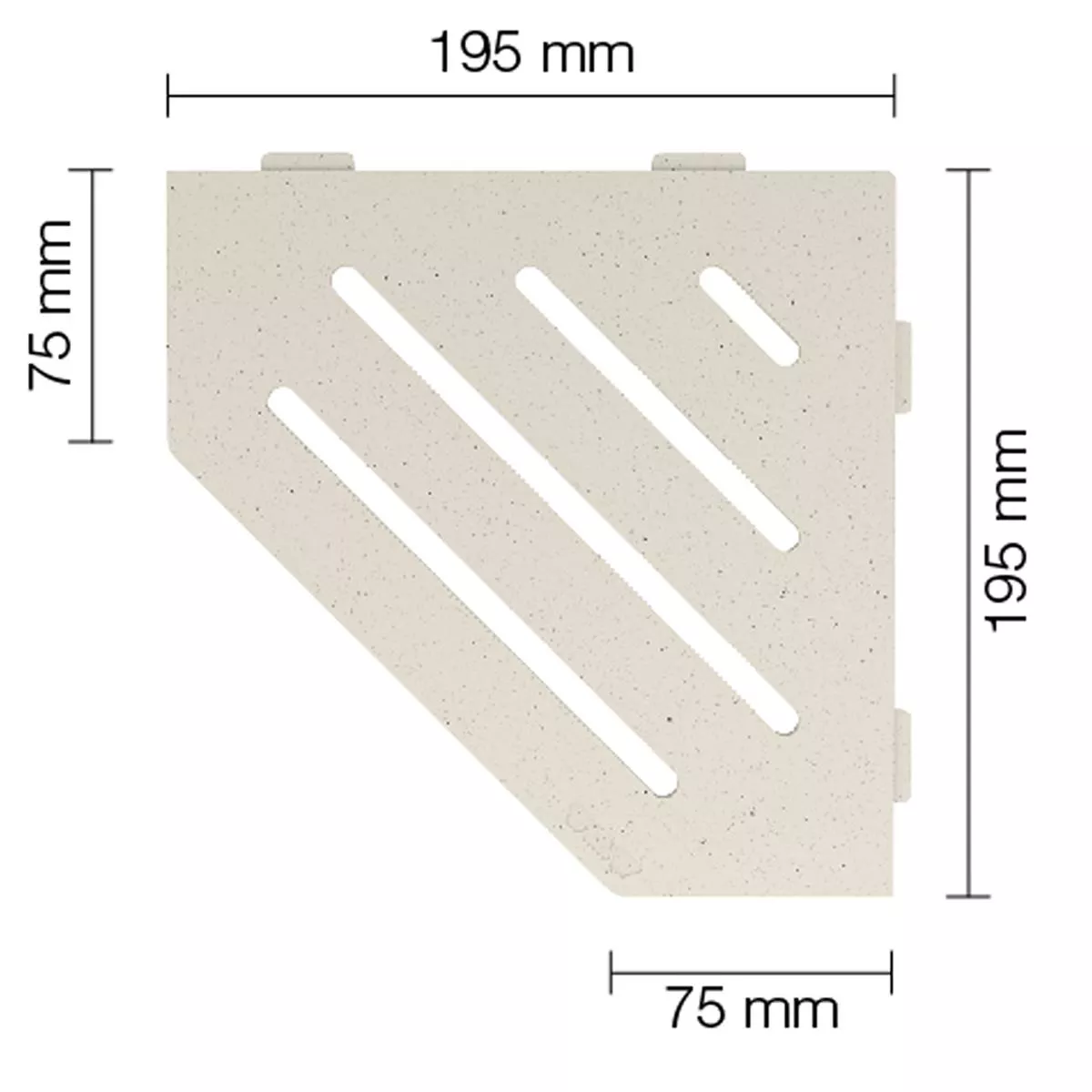 Mensola a muro Mensola per doccia Schlüter a 5 angoli 19,5x19,5 cm ondulato avorio