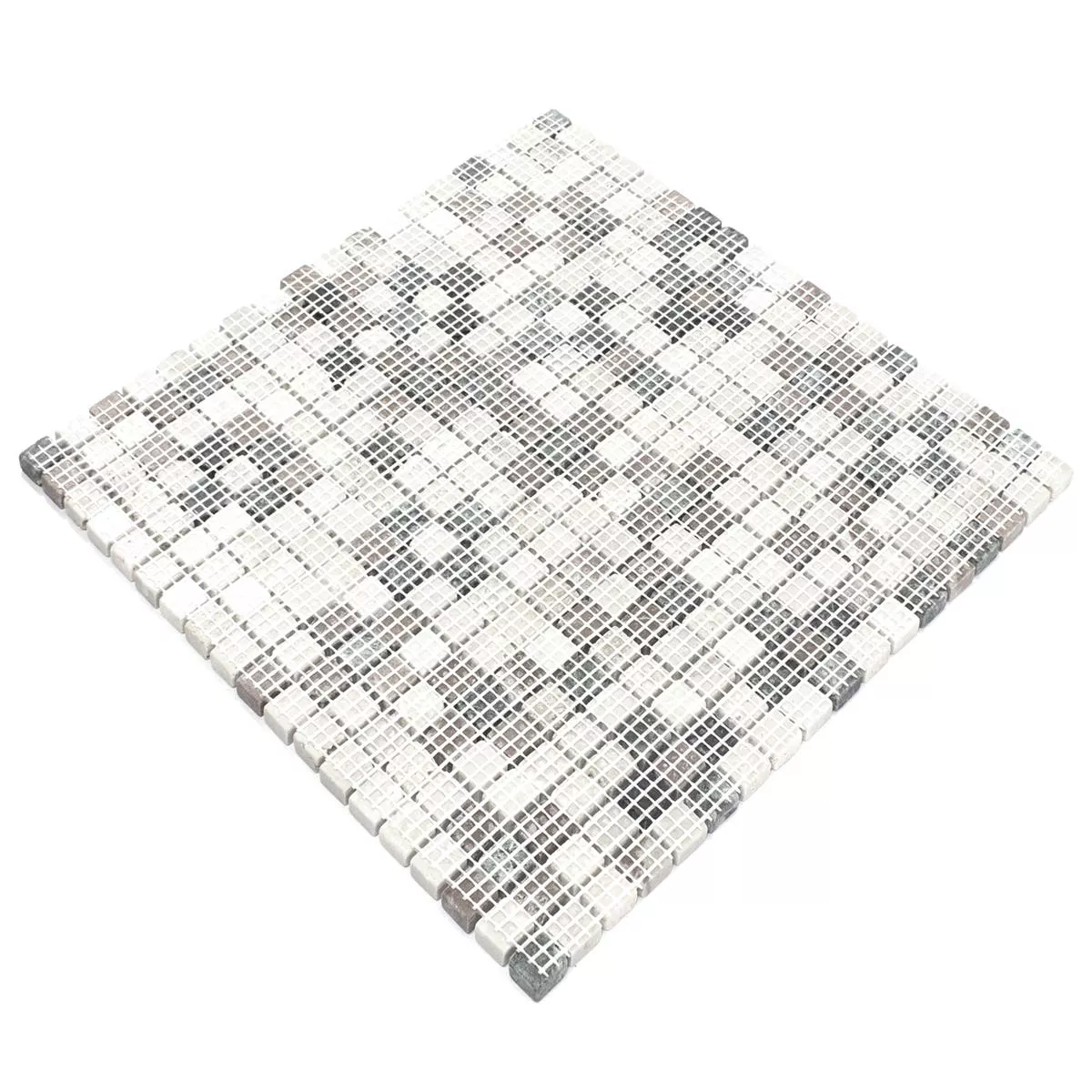 Muster von Glas Aluminium Resin Mosaikfliesen Stilo Silber