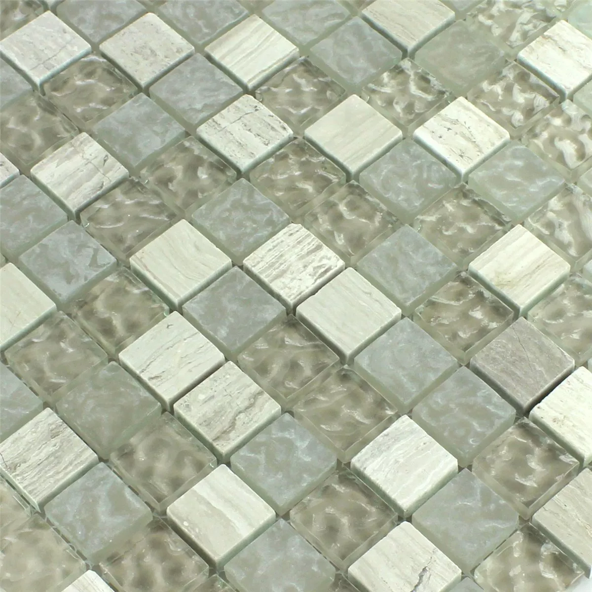Mosaico Vetro Marmo Burlywood 23x23x8mm Naturale