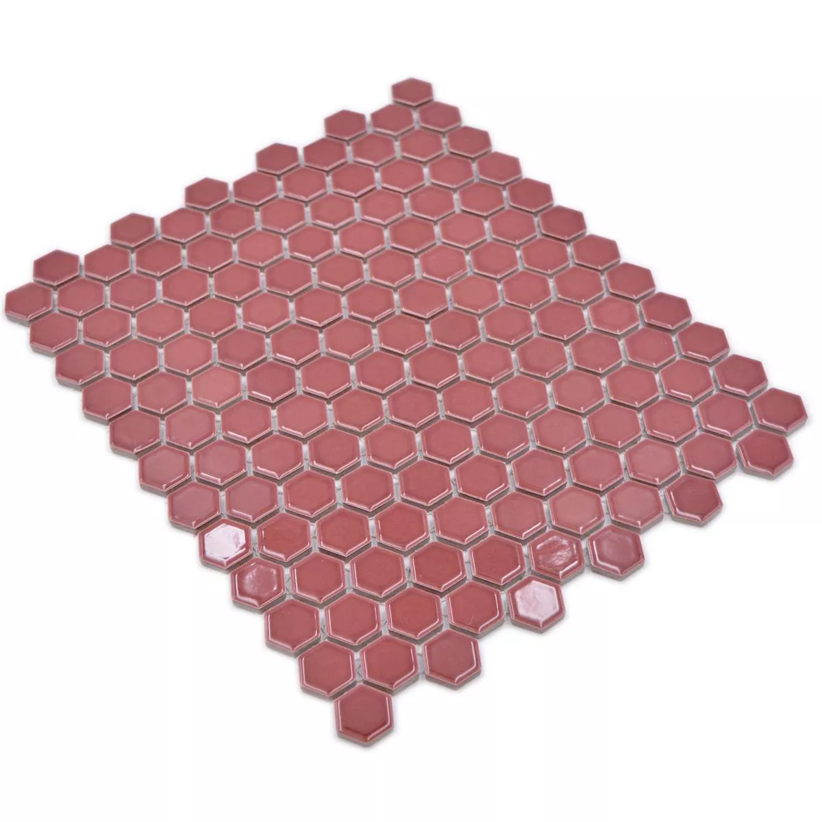 Muster von Keramikmosaik Salomon Hexagon Bordeaux Rot H23