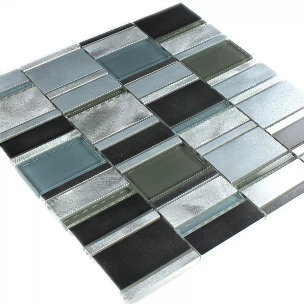 Muster von Mosaikfliesen Aluminium Glas Blau Mix