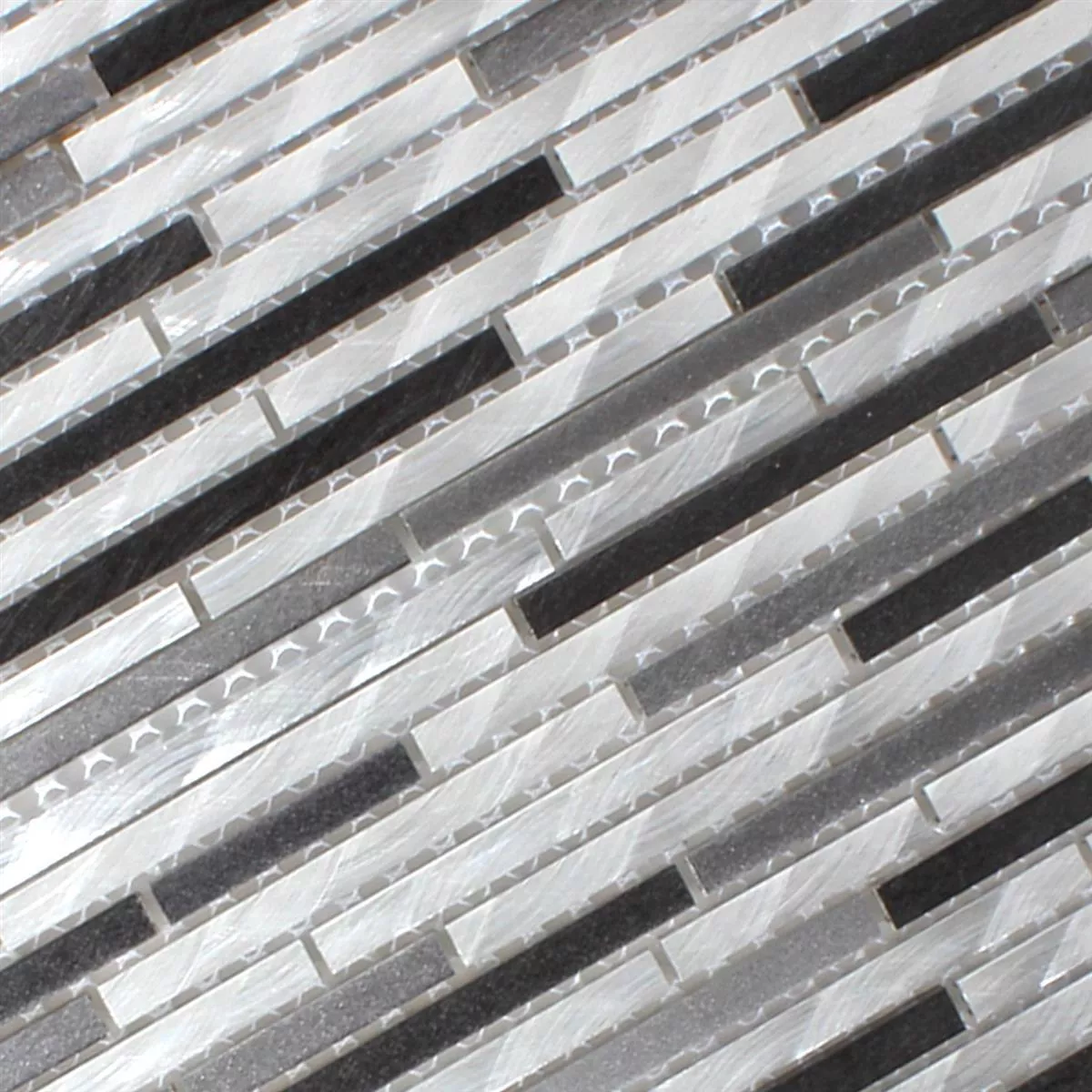 Mosaikfliesen Aluminium Verbund Schwarz Grau
