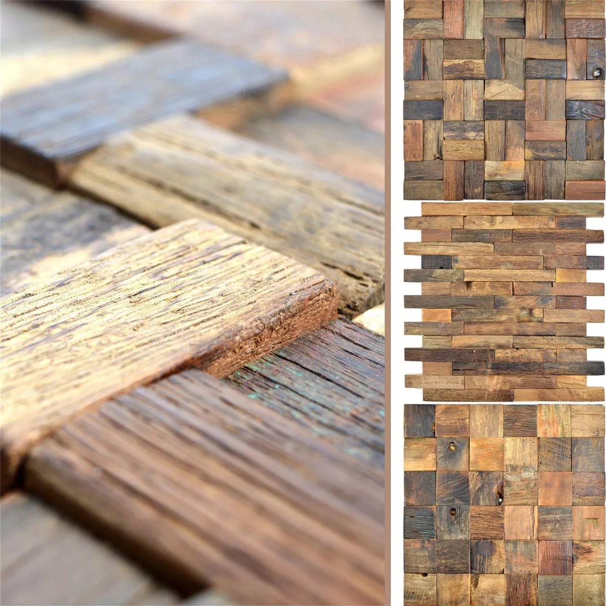 Muster von Holz Mosaikfliesen Bredon 3D Braun
