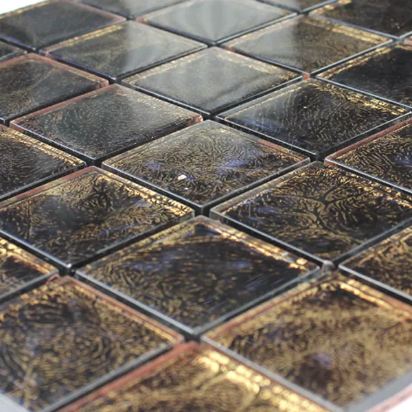 Muster von Glasmosaik  Braun Gold Metall