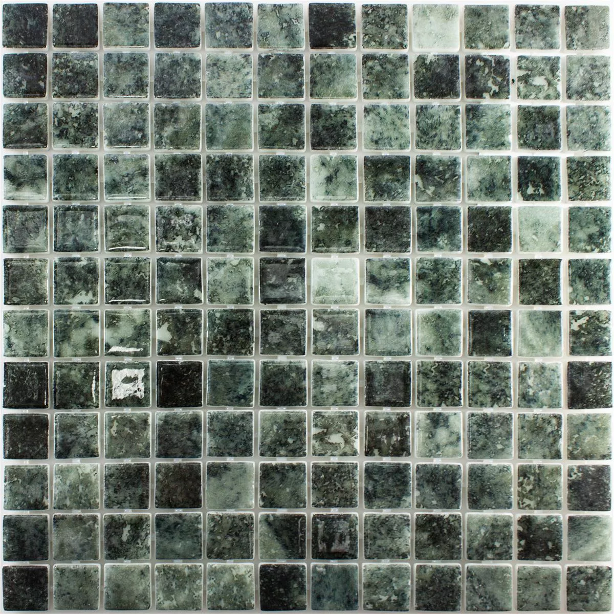 Glas Schwimmbad Mosaik Baltic Schwarz 25x25mm