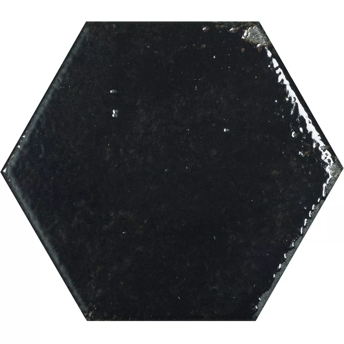 Wandfliesen Lara Glänzend Gewellt 13x15cm Hexagon Schwarz