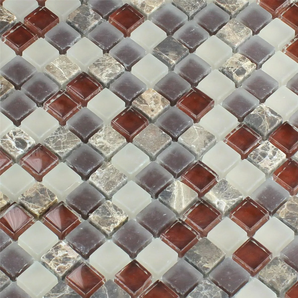 Mosaikfliesen Glas Marmor 15x15x8mm Braun