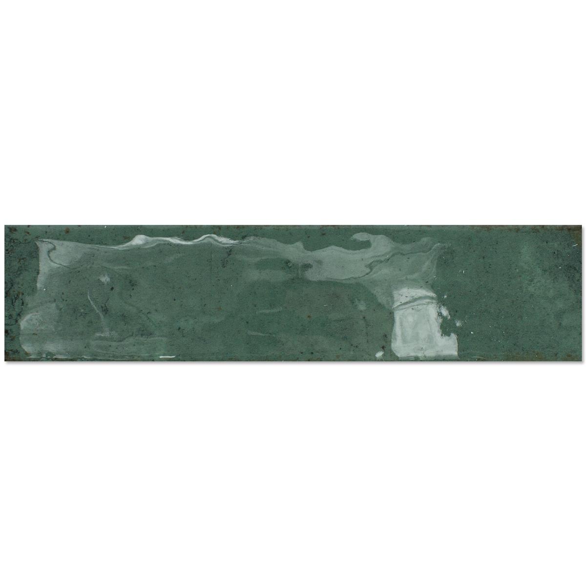 Wandfliesen Kiowa Glänzend Gewellt 6x25cm Grün