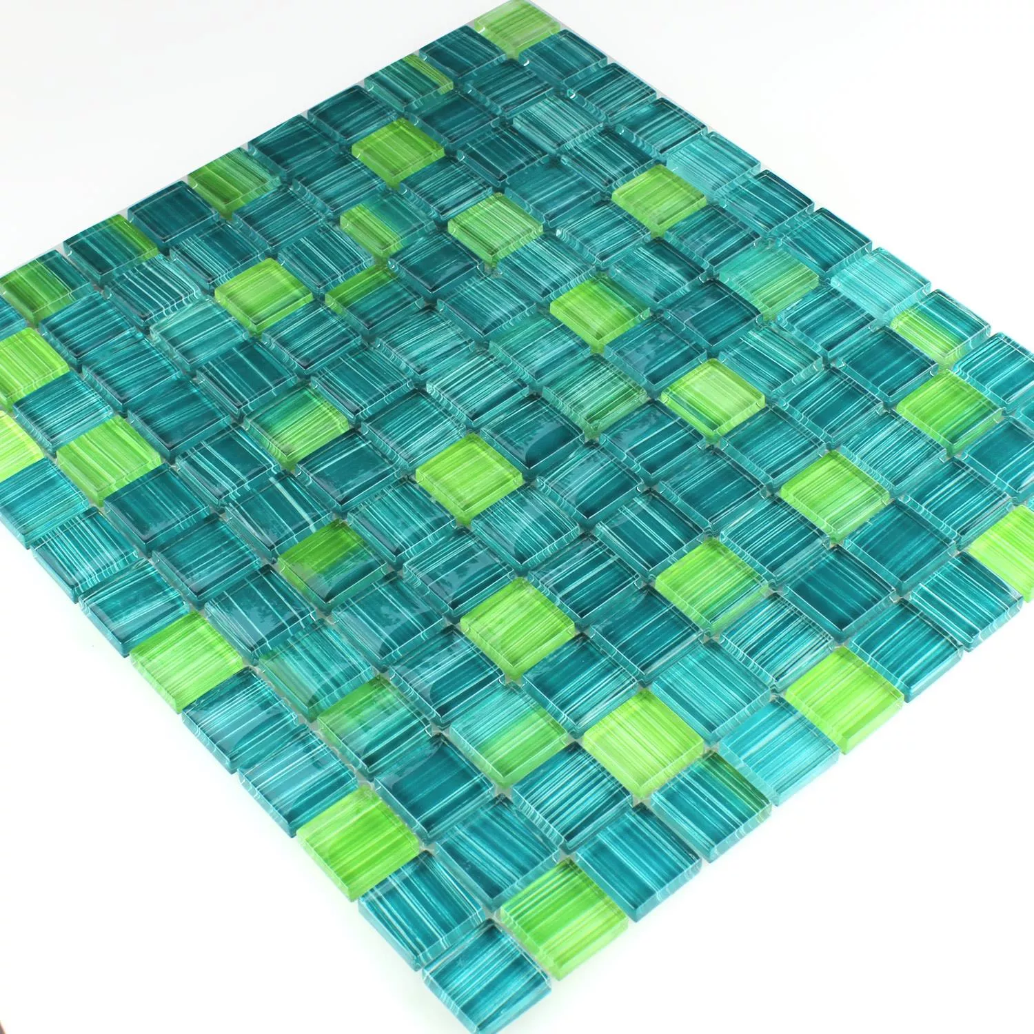 Muster von Mosaikfliesen Gestreift Glas Kristall Strichgrün
