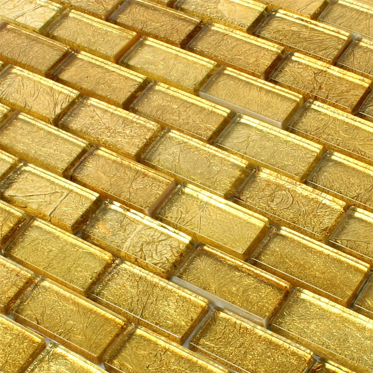 Glasmosaik Fliesen Gold 23x48x8mm