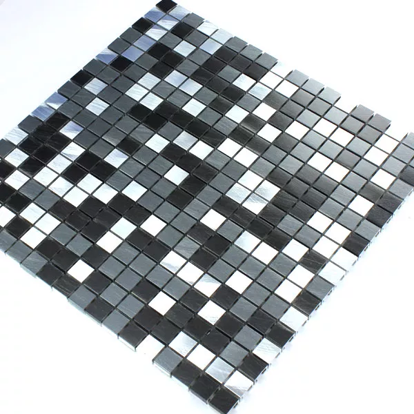 Muster von Mosaikfliesen Aluminium Schwarz Silber 